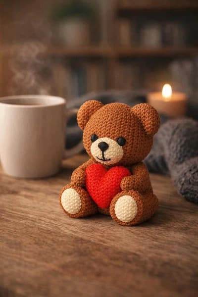 Urso Coração (Crochê)
